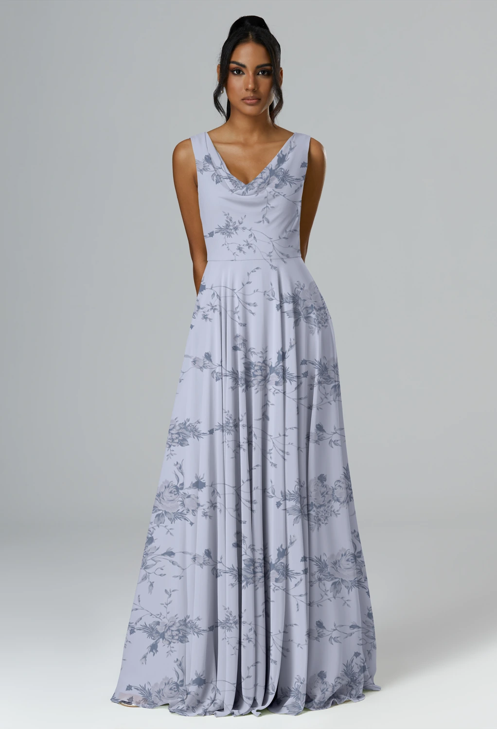 antique bridesmaid dresses Azure Rose Floral length stretch satin bridesmaid
