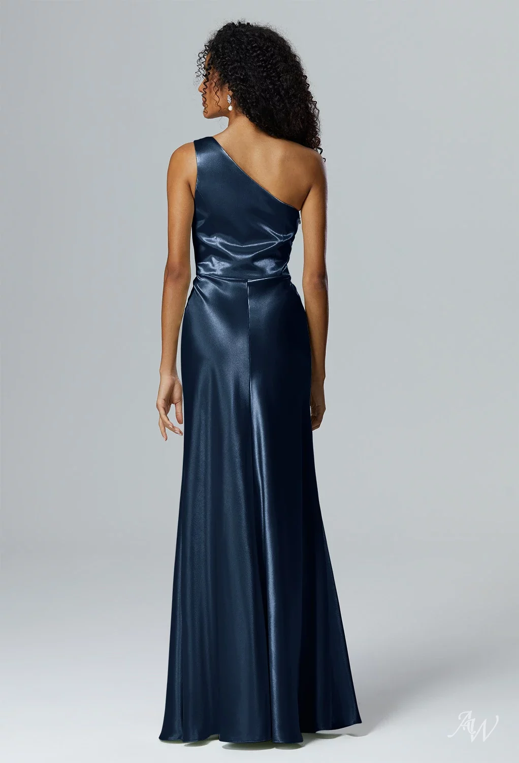 midnight blue and silver bridesmaid dresses Wedding Dress Navy And Silver Bridesmaid Dresses Mermaid One Shoulder Floor  Length Sleeveless Crystal Satin Split