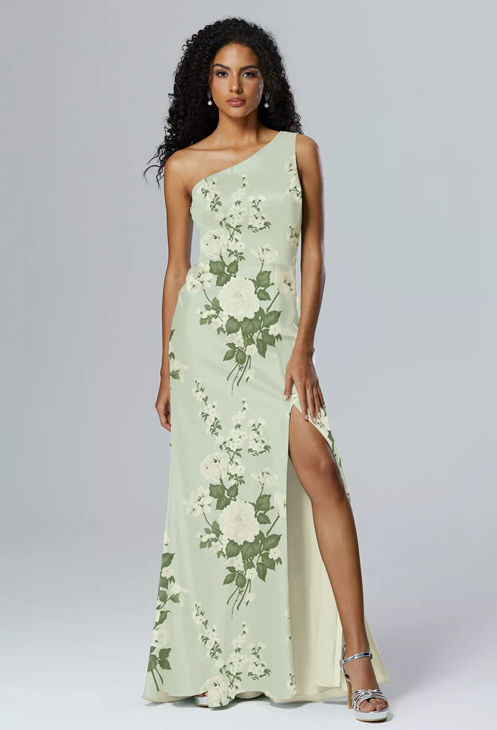 moss green floral bridesmaid dresses AW Sage Dress