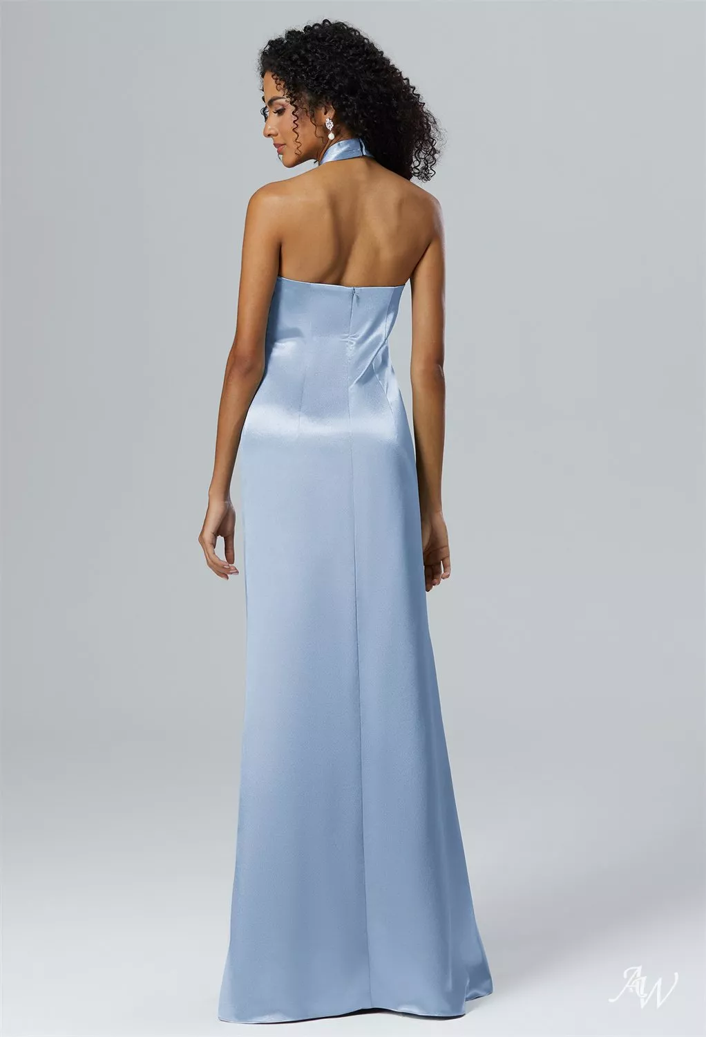 navy blue dress for baby girl Long Light Blue Prom Dress with Glitter Print Blue / XSmall main image 0