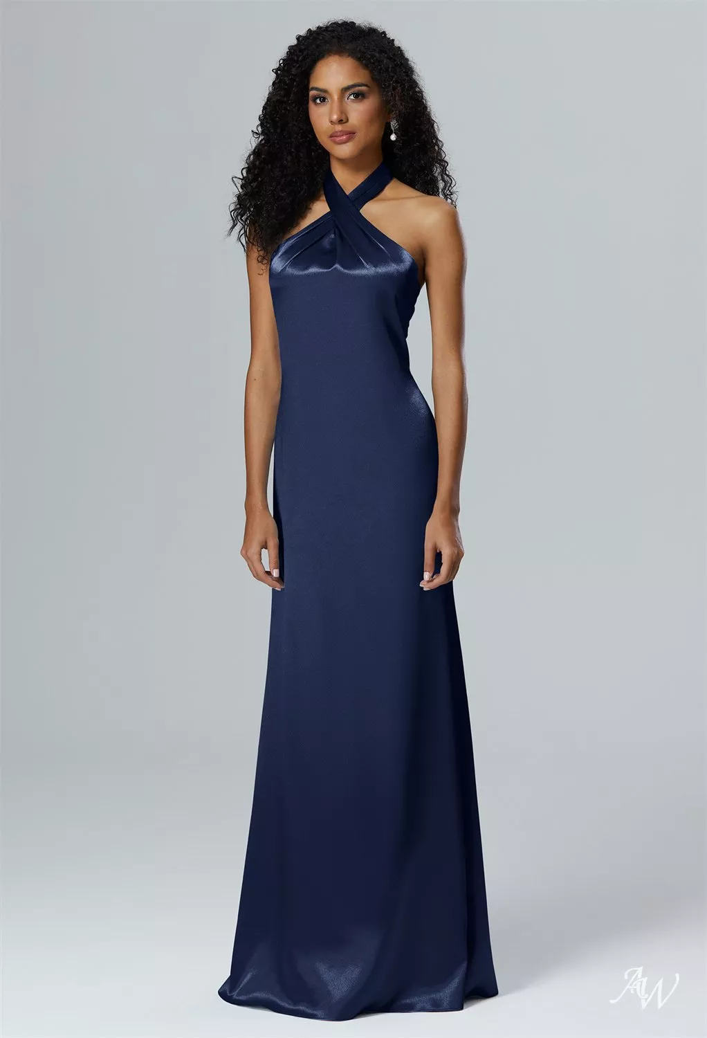 lace chiffon bridesmaid dress KissProm Halter A-Line in Dark Navy, Dark Navy / 26 sleeves: Short Sleeve Color:Chalk Shoulder Sleeves Scoop Neck Plus-Size Night