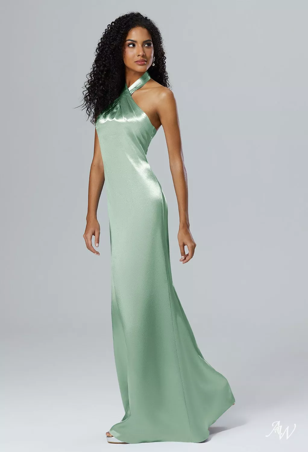 serena bridesmaid dress AW.Bridal Mermaid Halter Neckline Floor Length Sleeveless Crystal Satin Long Bridesmaid Dresses Dress Reed Plus Size 18