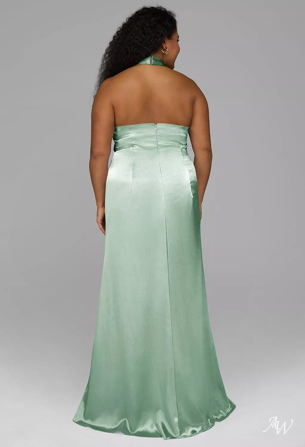 AW Serena Dress, Fennel Seed Crystal Satin Satin Charmeuse Floor Length ...