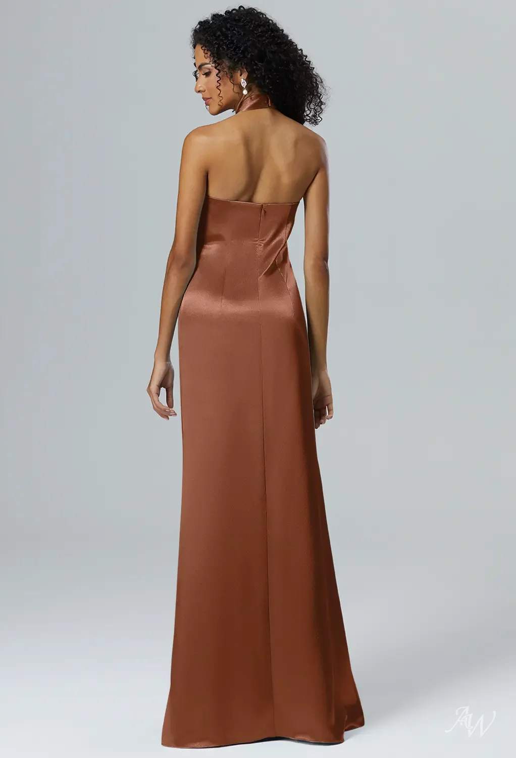 tan satin bridesmaid dresses Bridget Strapless Satin Bridesmaids Dress