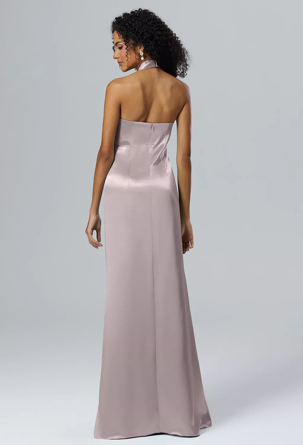 light green halter dress Magda Mint Green Deep V Neck Halter A-line Midi Dress