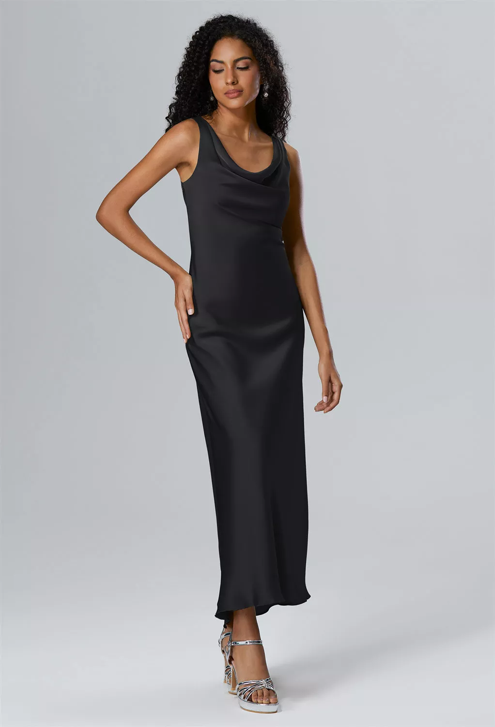 Black Metallic, Black Satin Bridesmaid Dresses | AW.Bridal