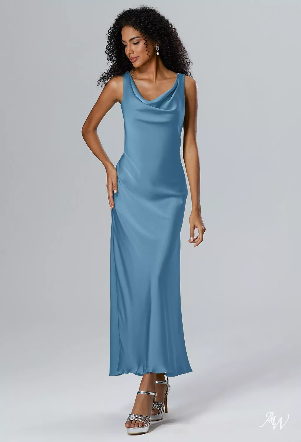 stretch charmeuse sleeveless cowl bridesmaid dress Summer Adjustable Bridesmaids Dress