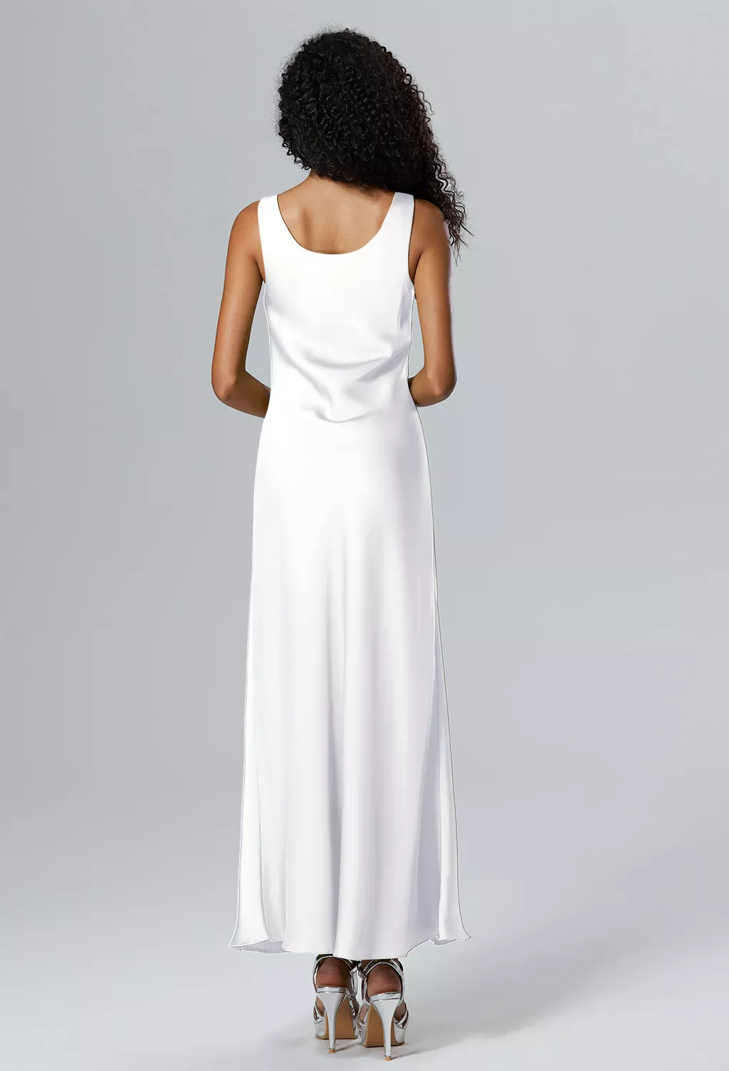 blue dress for baby girl Asymmetrical One Shoulder White Bridesmaid Dress – FancyVestido