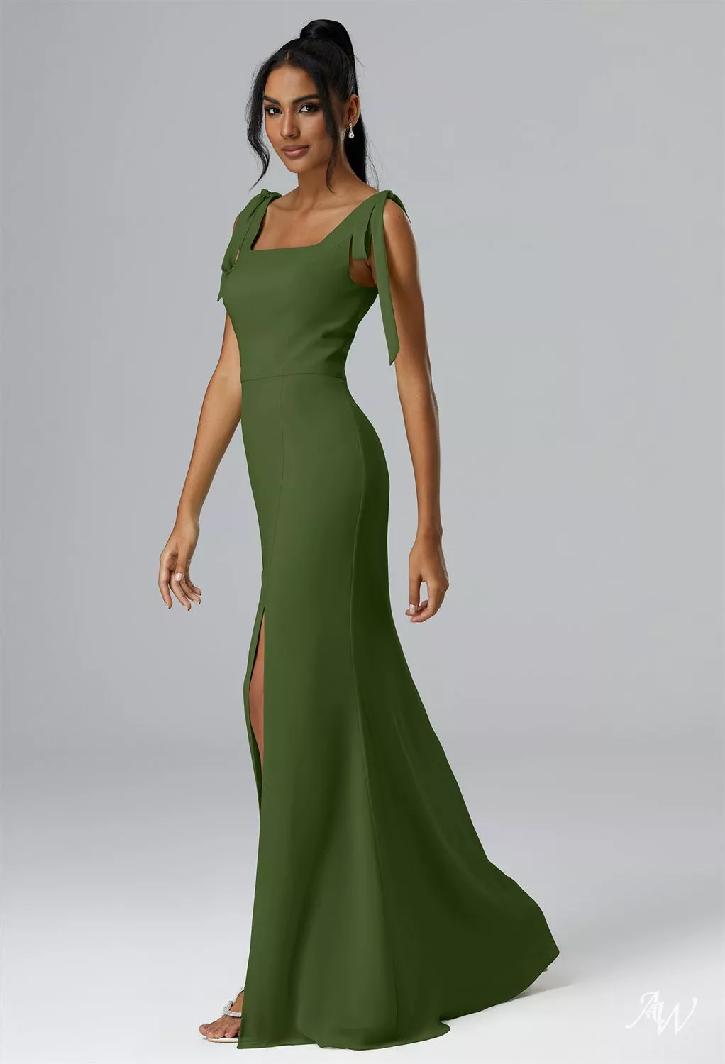 women bridesmaid dresses Olive Green Chiffon Bridesmaid Gown Dress Long – loveangeldress