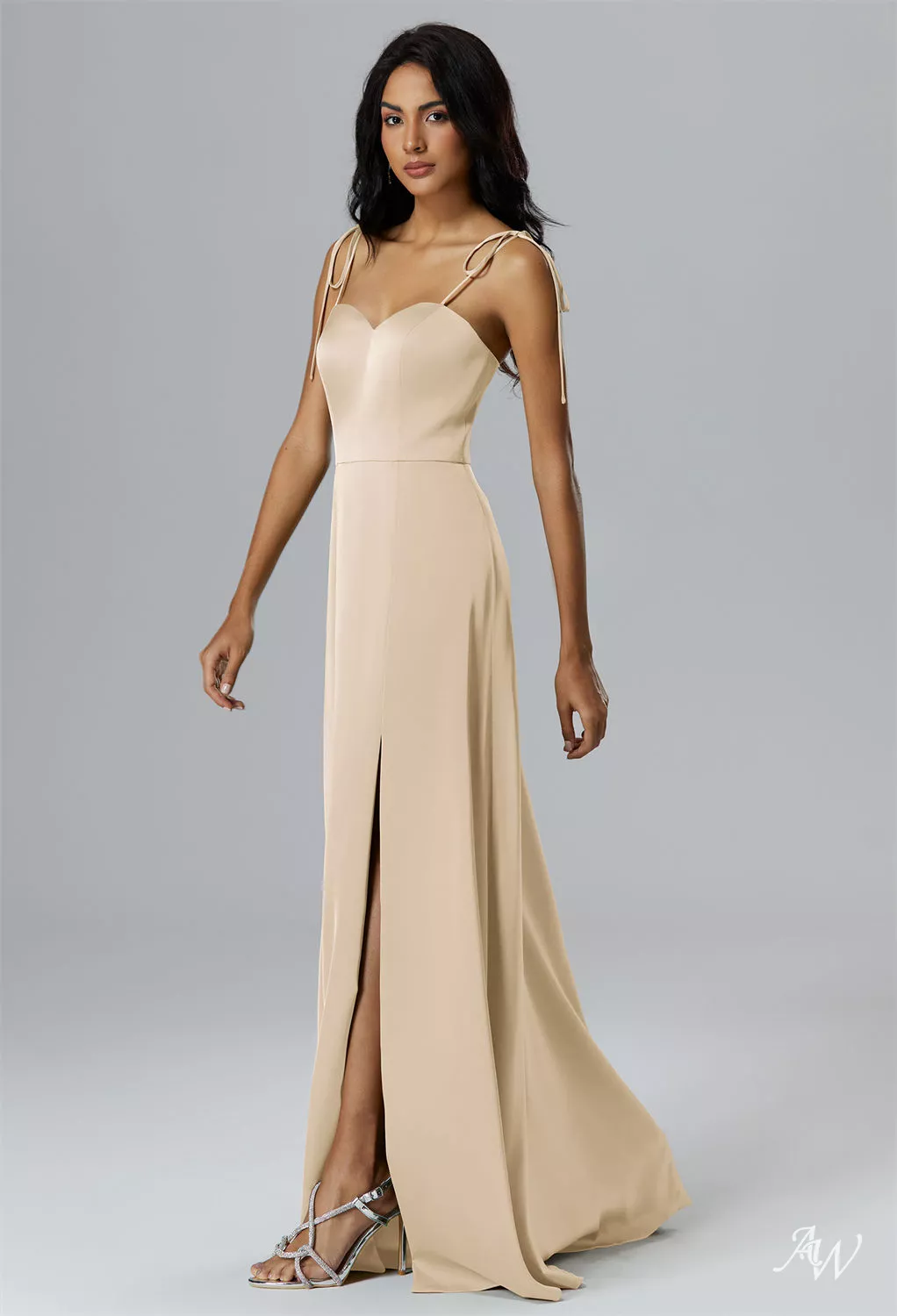 champagne convertible bridesmaid dress Satin Bridesmaid Dress Prom Dress Champagne L Billie Champagne by Grace Loves Lace main image 0