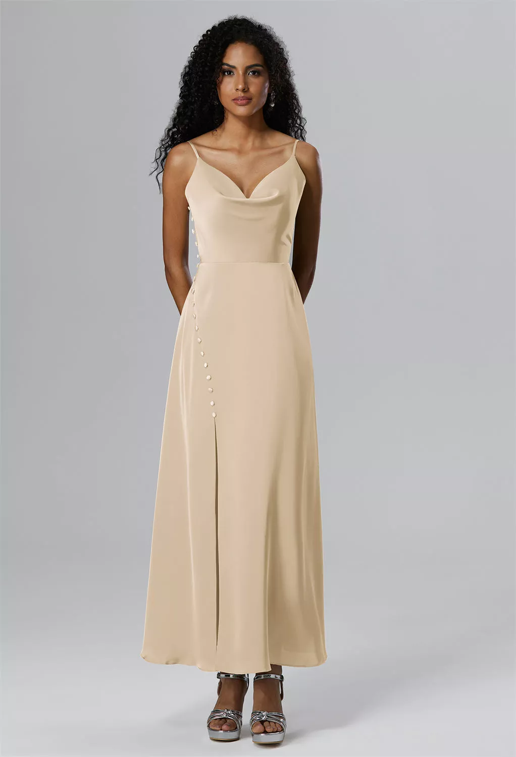 sachin and babi light blue dress Champagne Satin Maxi Dress main image 0