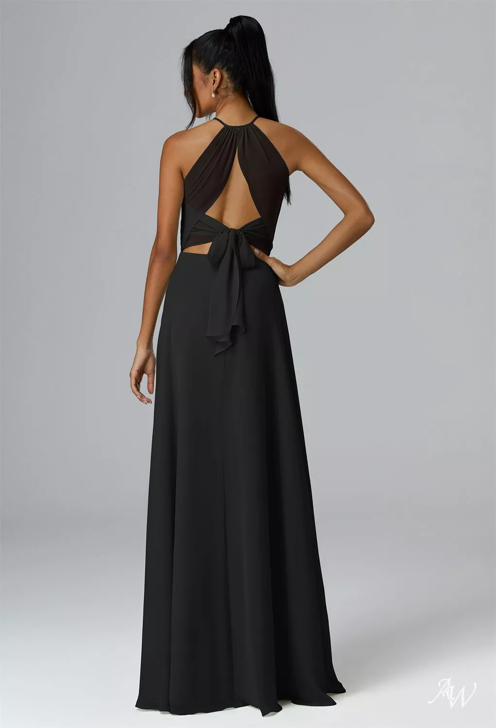 black maid of honor dresses Bridesmaid  Leely Black draped strapless sweetheart floor length bridesmaid ball gown AW.Bridal A-line Halter Neckline Floor