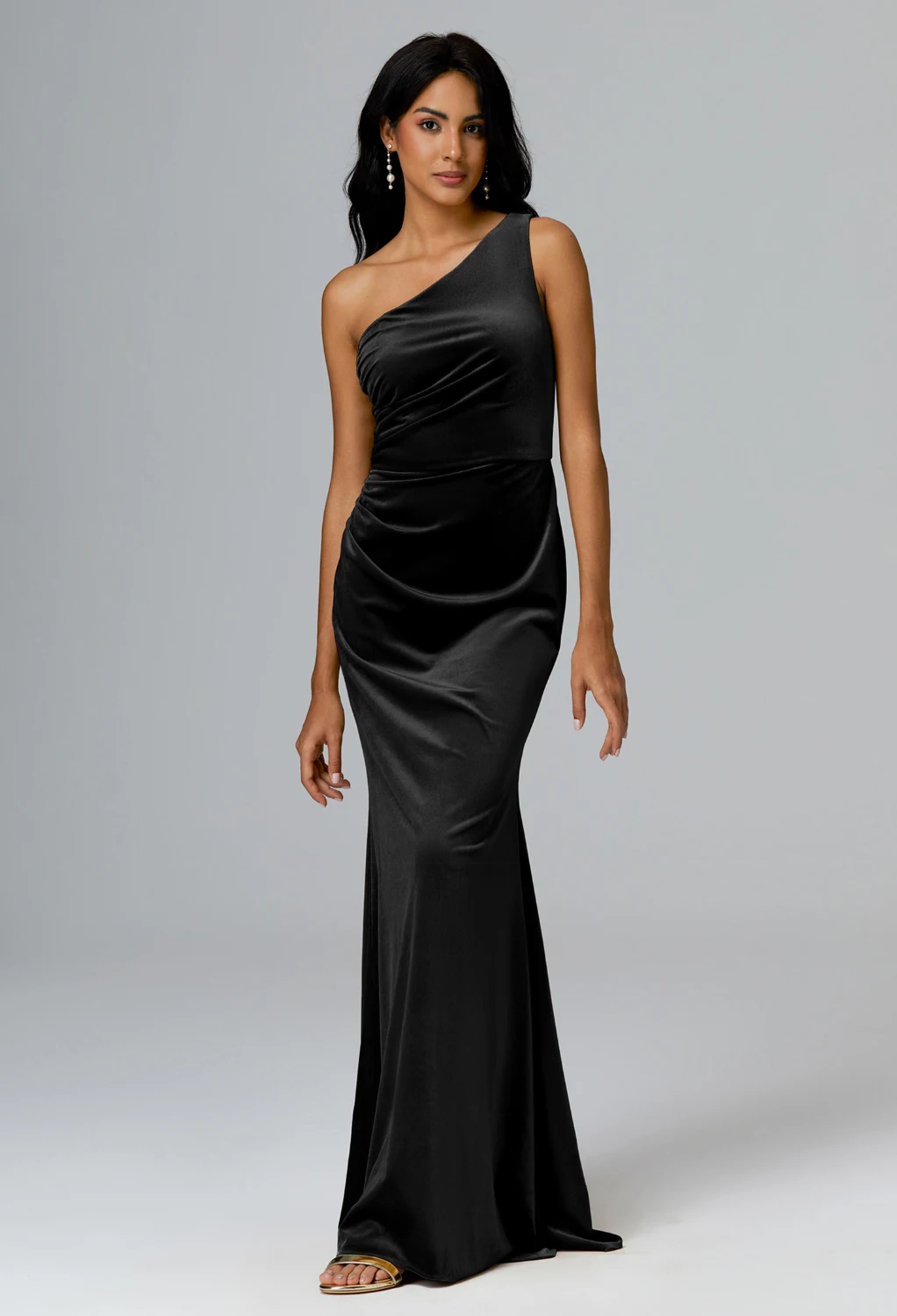 Black, One Shoulder Bridesmaid Dresses | AW.Bridal