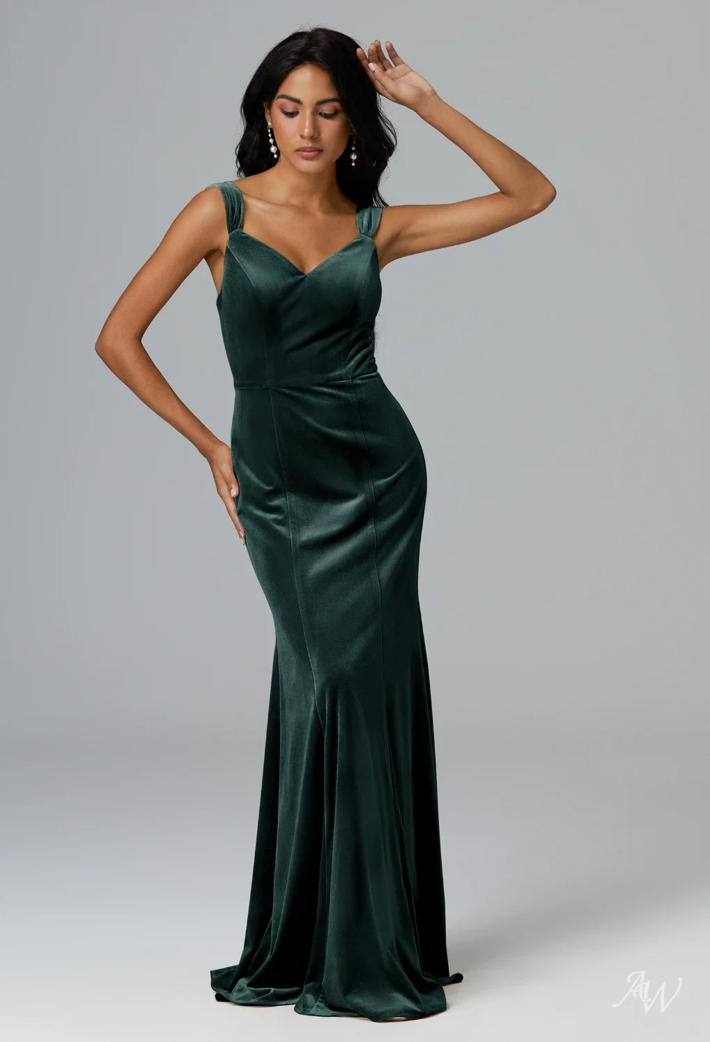 mermaid green bridesmaid dresses Zapaka Women Halter Neck Pine Green Bridesmaid Dress Mermaid Long Wedding Party Dress with Slit, Pine / US8