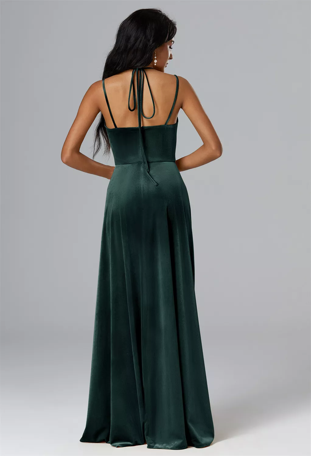 hunter green semi formal dresses Hunter Green Maxi Dress With Open Back And Bow main image 0