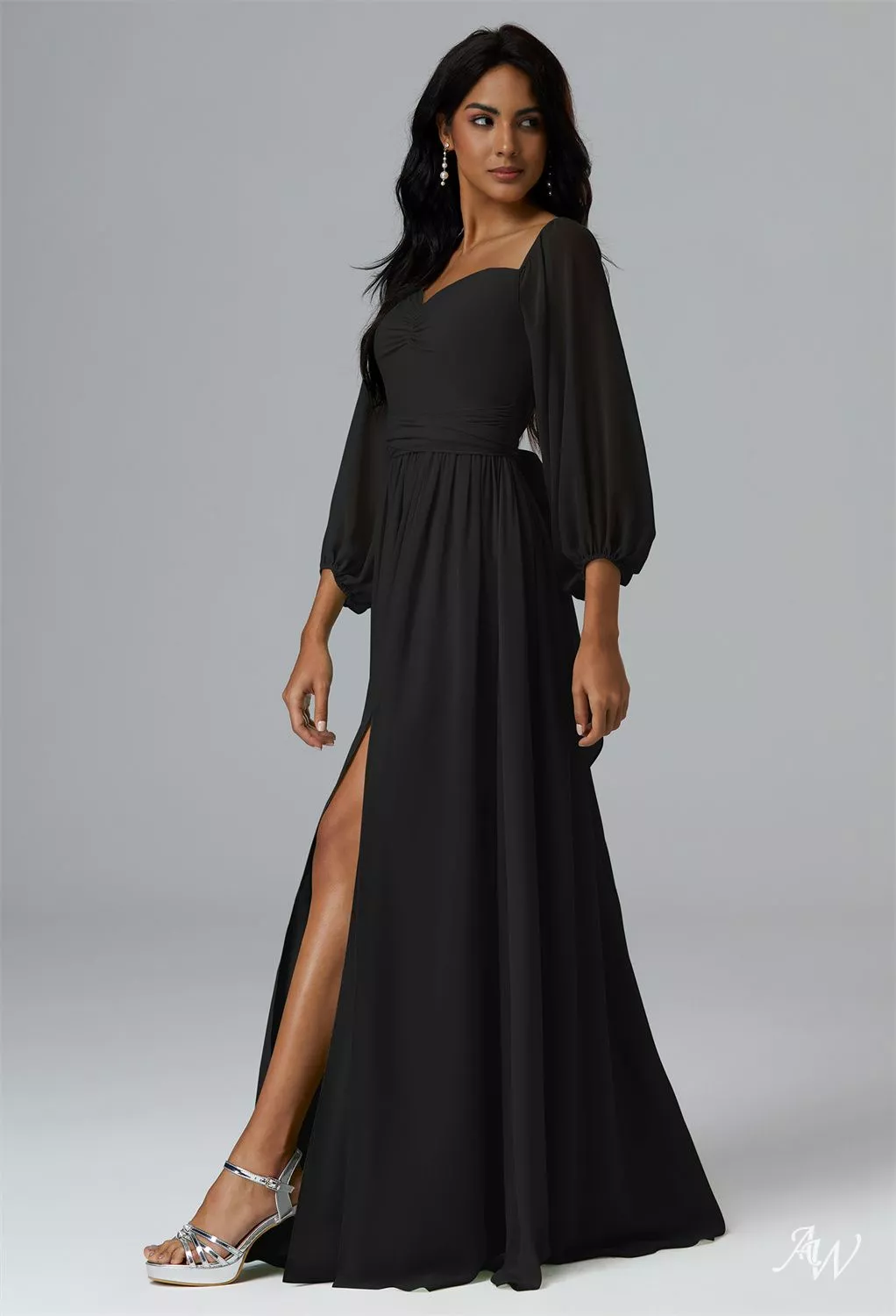 black bridesmaid dress sweetheart neckline AW.Bridal A-line Floor Length Puff Sleeves Pleat Split Long Dresses Size 4 Enchanted Apple Princess – MIAMI SAMPLE The result is a Sleeve:32