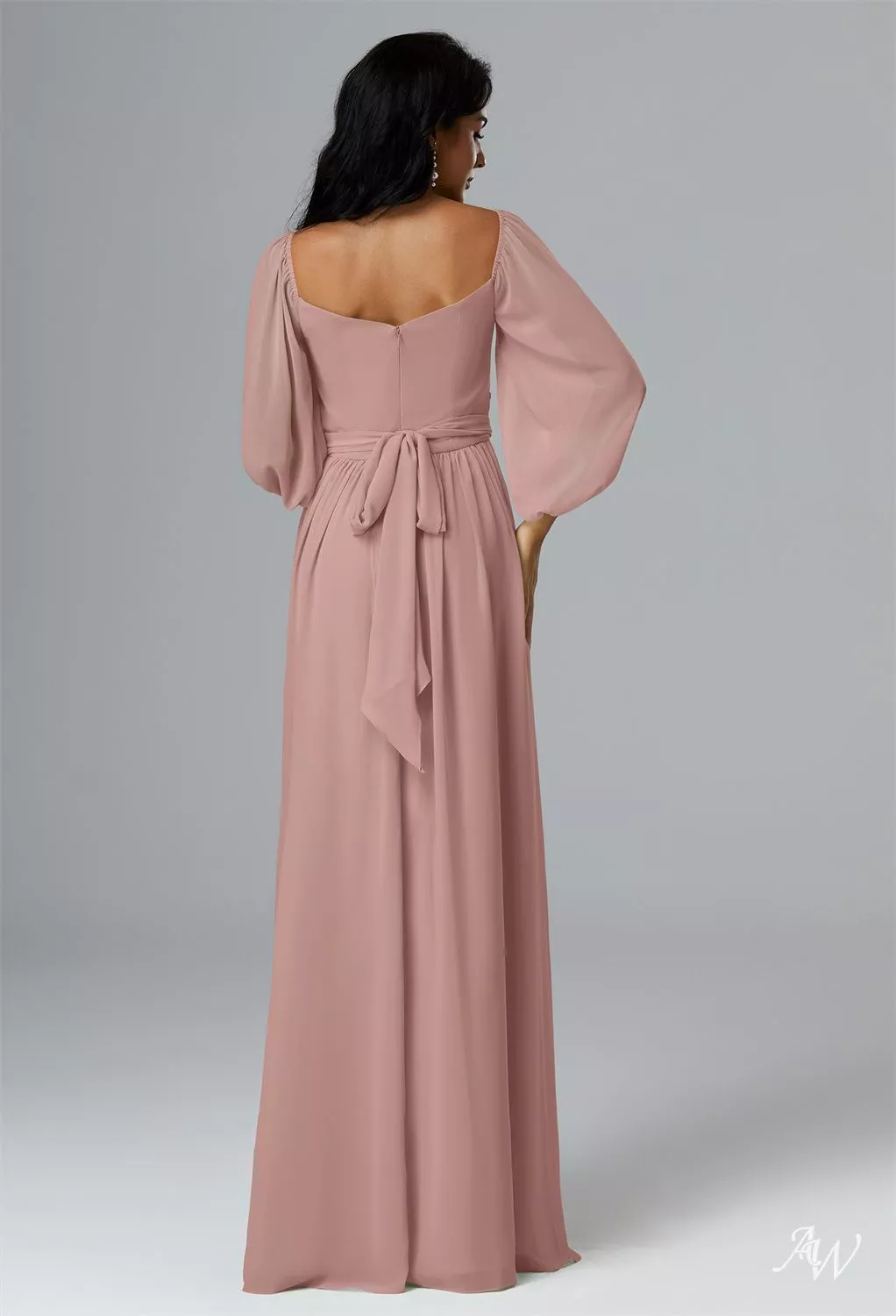 dusty rose floor length bridesmaid dresses BABARONI One Shoulder Tulle Long Bridesmaid Gown Mist, Mist / US0