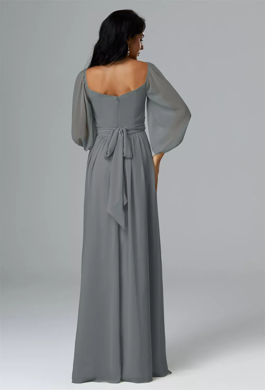 Steel Gray Floral Bridesmaid Dresses | AW.Bridal