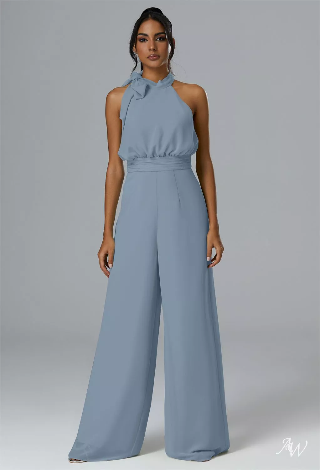 blue dress jumpsuit EMILY Jumpsuit With Waist Tie (Blue) | Women's Dresses | Sizes S-XL main image 1