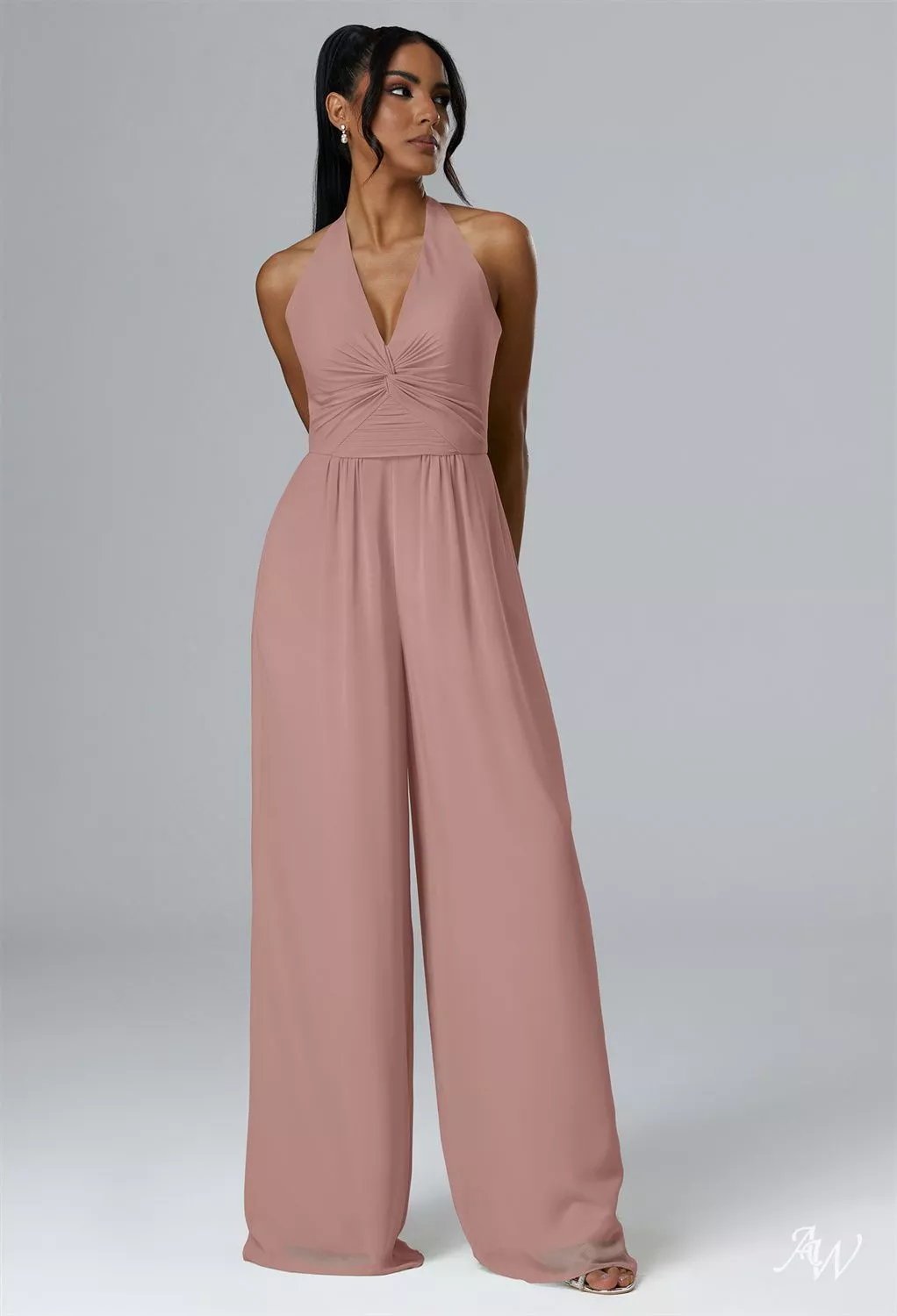 open lace back dress BABARONI Square Neckline Half Sleeves Jumpsuit Dusty Rose, Dusty Rose / US0 main image 0