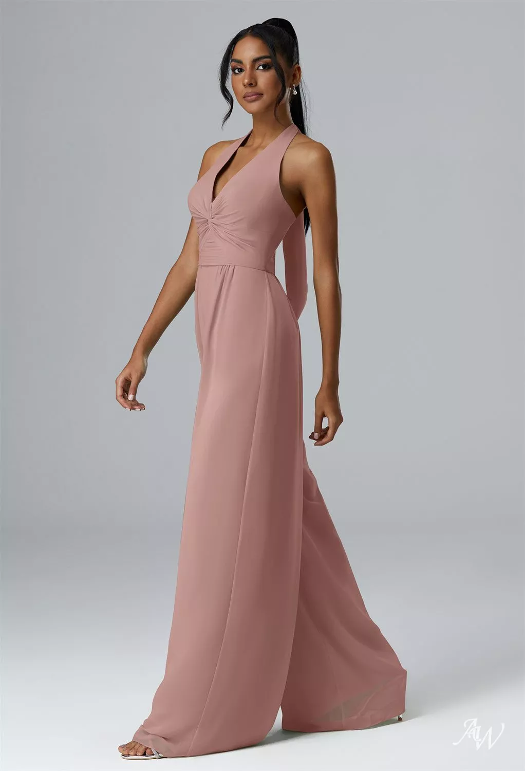dusty rose chiffon bridesmaid dresses KissProm main image 0