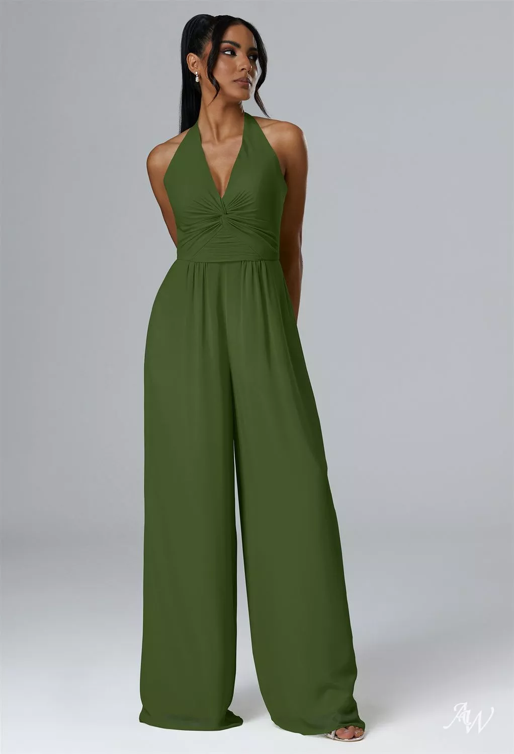 open lace back dress Bandeau Satin Bridesmaid Dress with Chiffon Neck Scarf