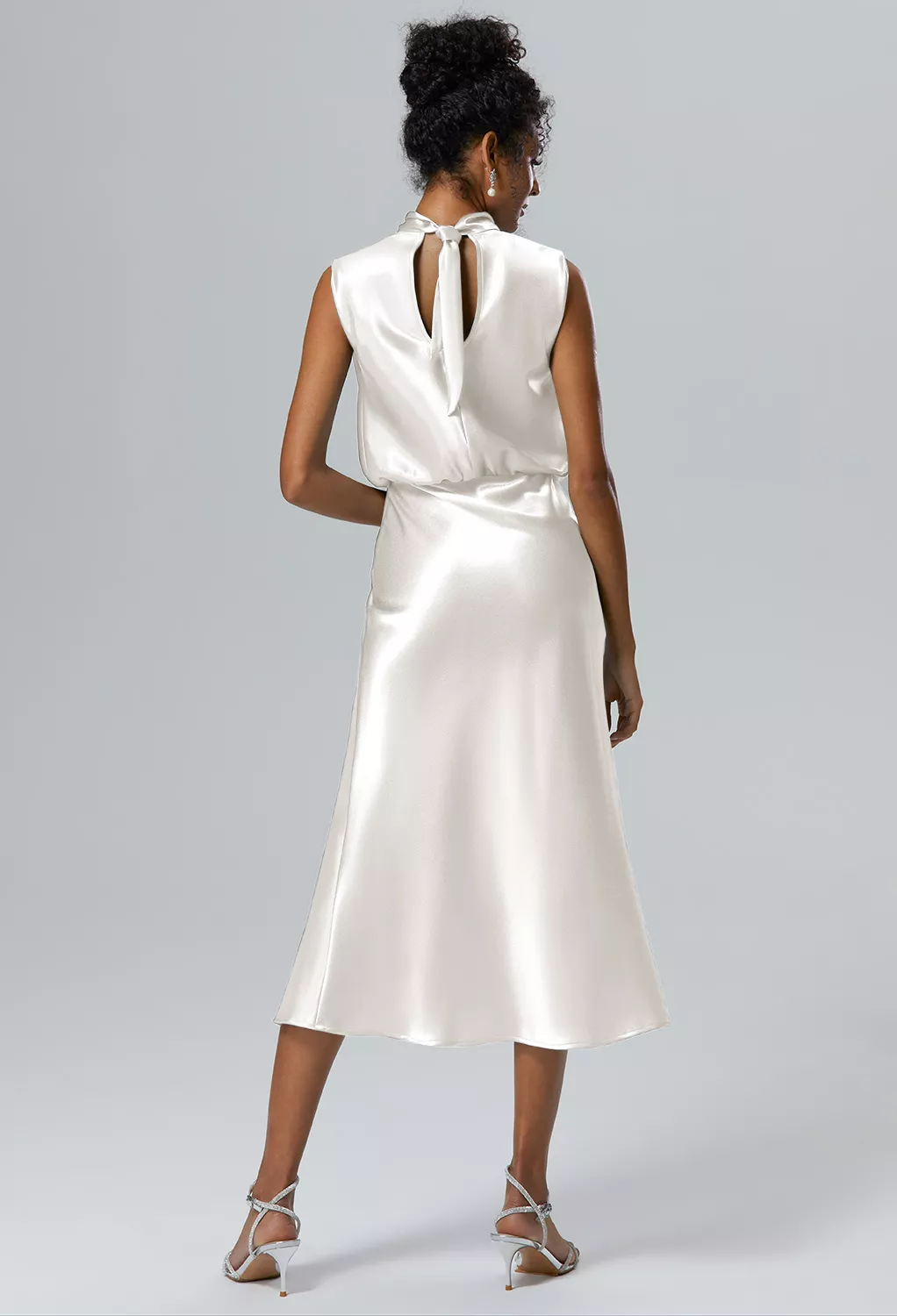 slim fit dress slacks Zapaka Women White Graduation Dress Off The Shoulder Ruched Satin Bodycon Party Dress, White / US24W main image 1