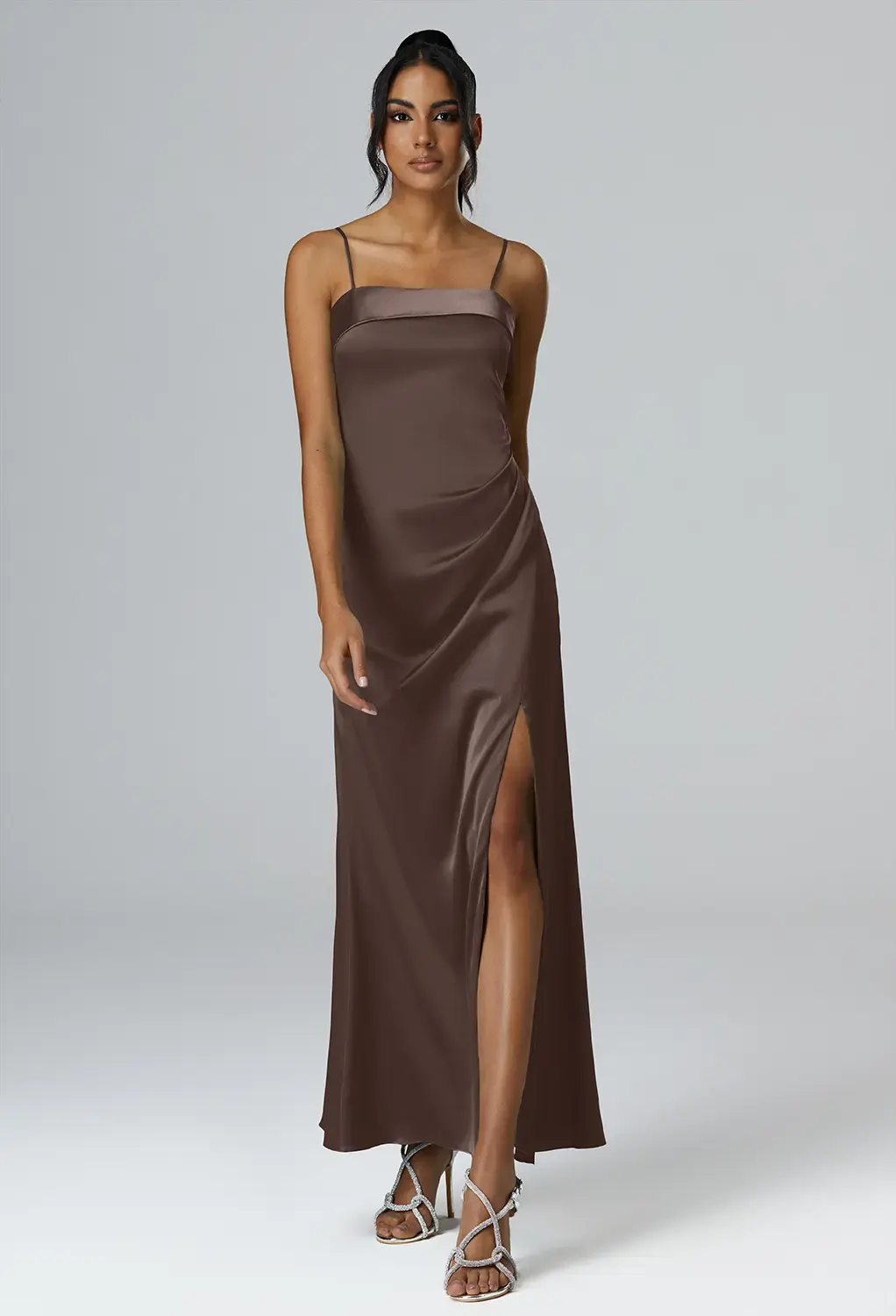 brown beach wedding guest dress Mismatched Brown Mermaid Maxi Long Wedding Guest Bridesmaid Dresses,WG –  Wish Gown