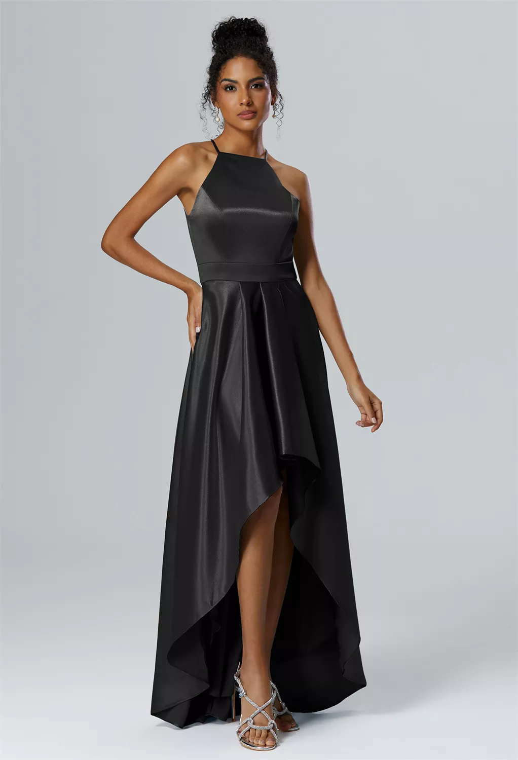 ballgown formal women's black strapless wedding dress Strapless Sweetheart Black Satin Tulle Court Ball Gown Wedding Dress