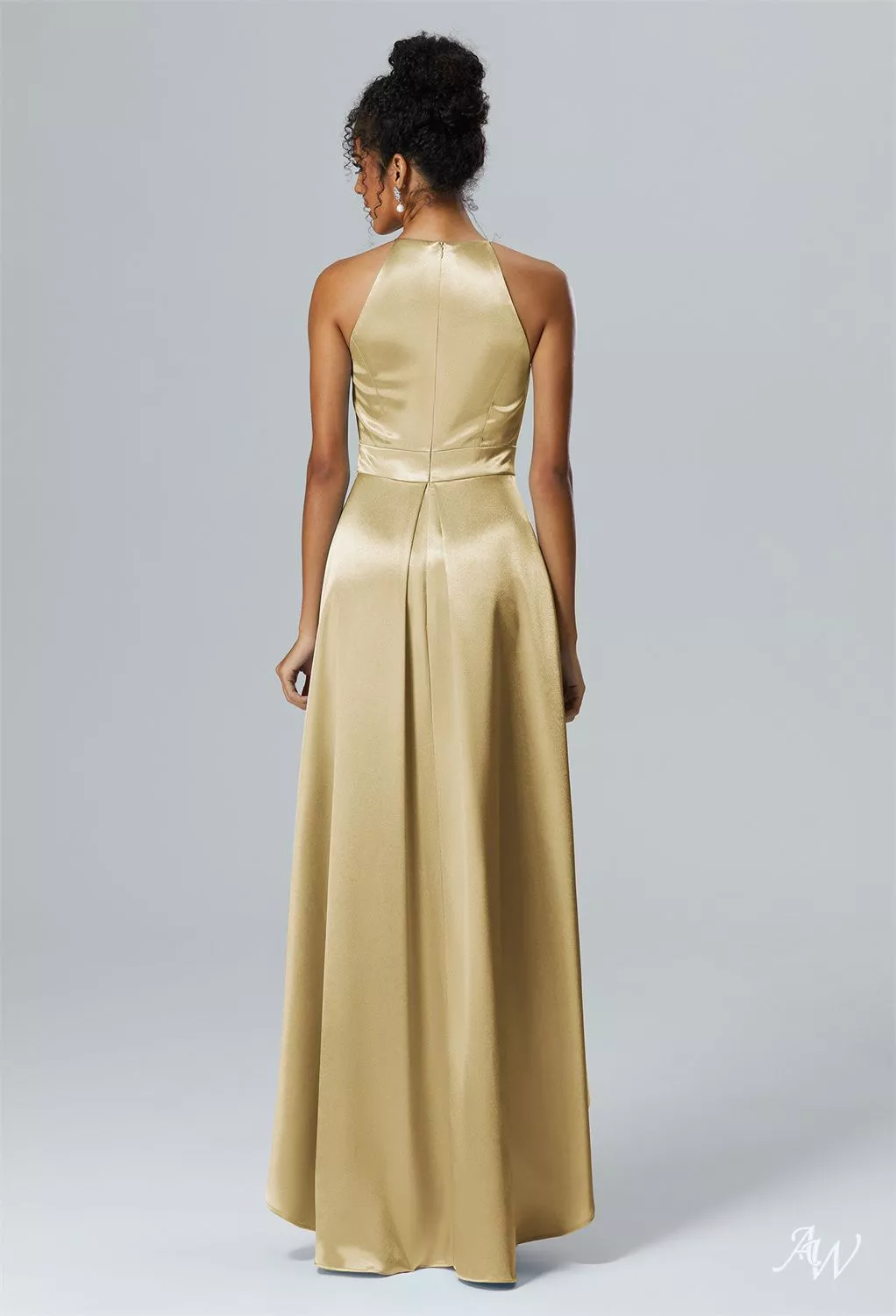 slim fit dress slacks Naomi Satin Dress- Gold Xs main image 0