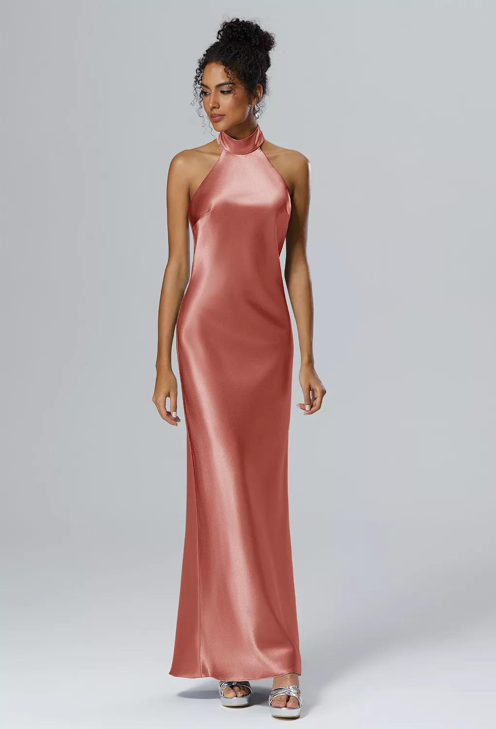 donna morgan bridesmaid dresses sale Satin Boat Neck Sleeveless Bridesmaid Dress| Plus Size main image 0