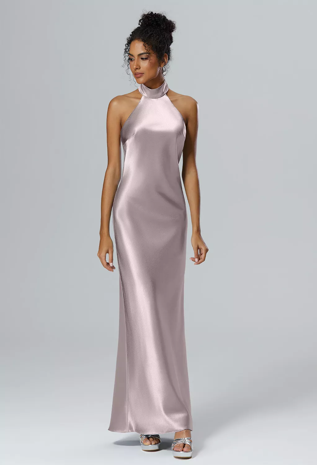 fitted lace wedding dress Pleat Detailed Maxi Dress-Taupe main image 0