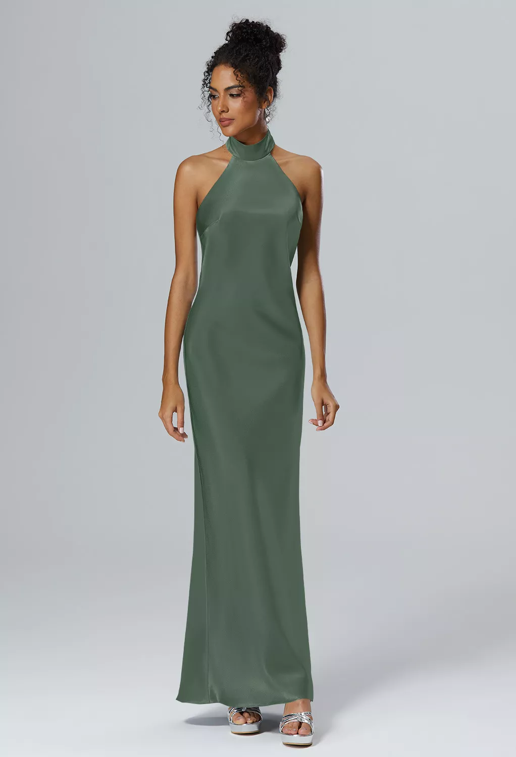 dark olive green satin dress Olive Green Satin Mermaid Bridesmaid Dresses – Lisposa