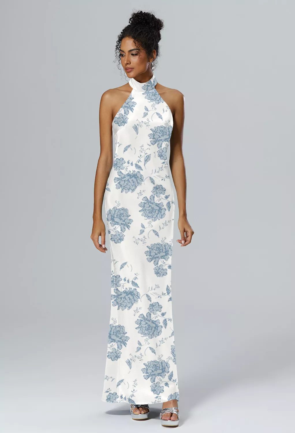 Dusty Blue Peonies, Blue Floral Floral Bridesmaid Dresses | AW.Bridal