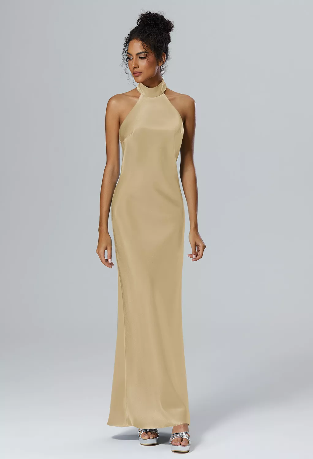 slim fit dress slacks Mismatched Gold Satin Mermaid Side Slit Long Bridesmaid Dresses , GRB0 –  GordressYou main image 1