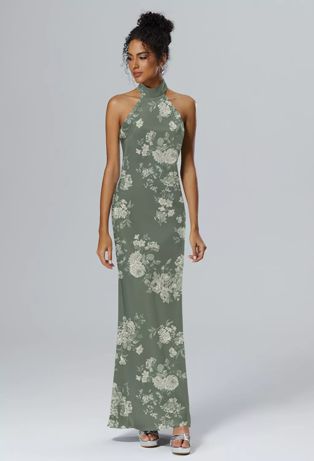 Trumpet Teal Rose, Green Floral Bridesmaid Dresses | AW.Bridal