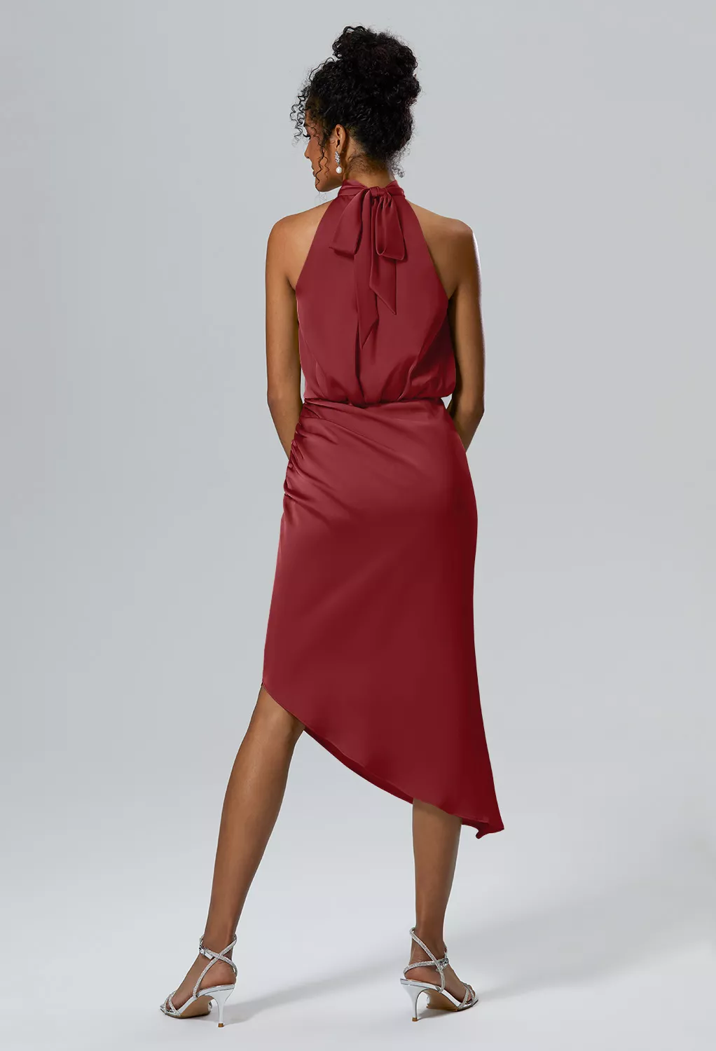 short burgundy halter dress Burgundy Halter V-neck A-line Princess Backless Sequins Short Party Dresses