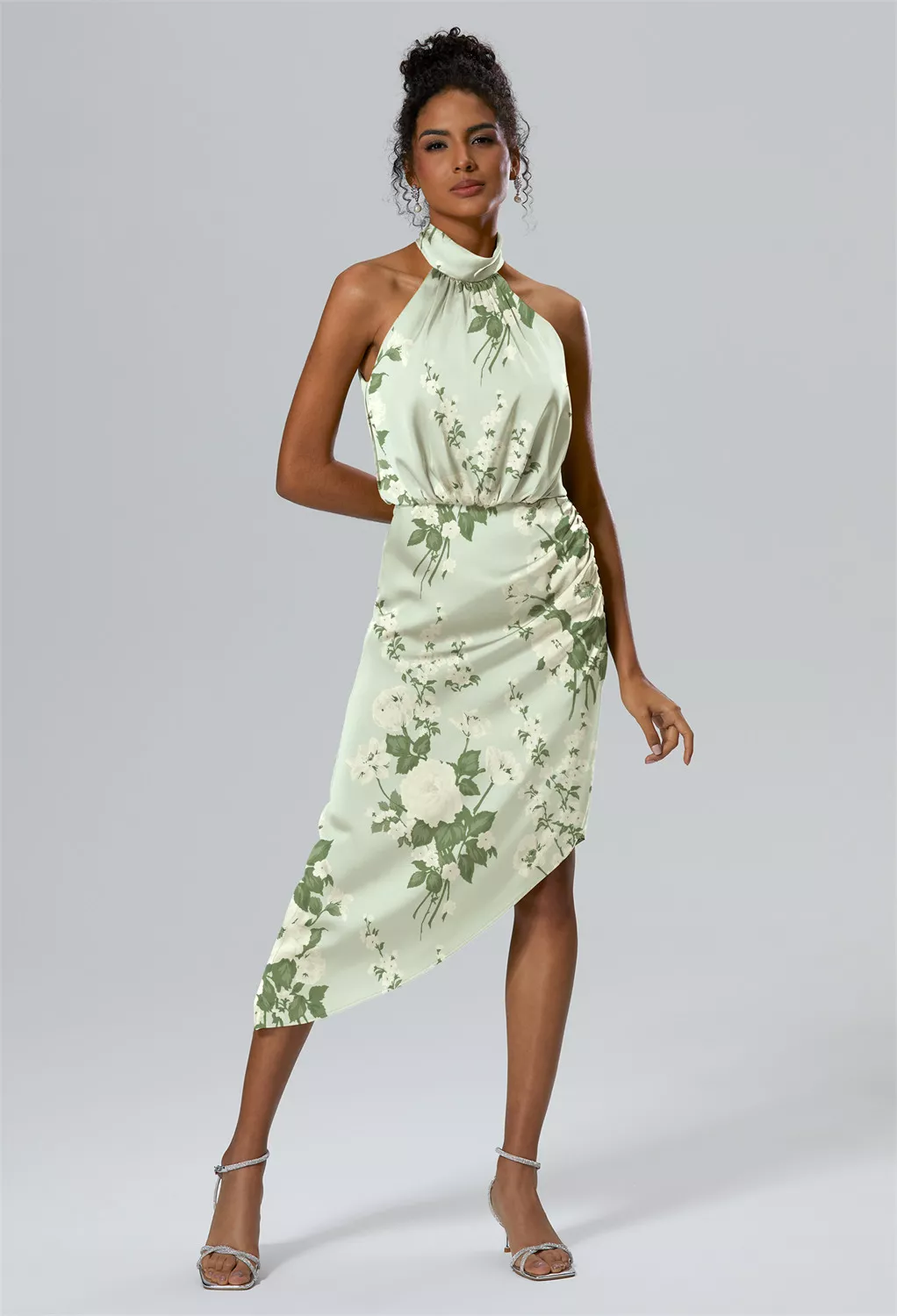 green emerald velvet dress Midi Swing Linen Dress Moss Green main image 0