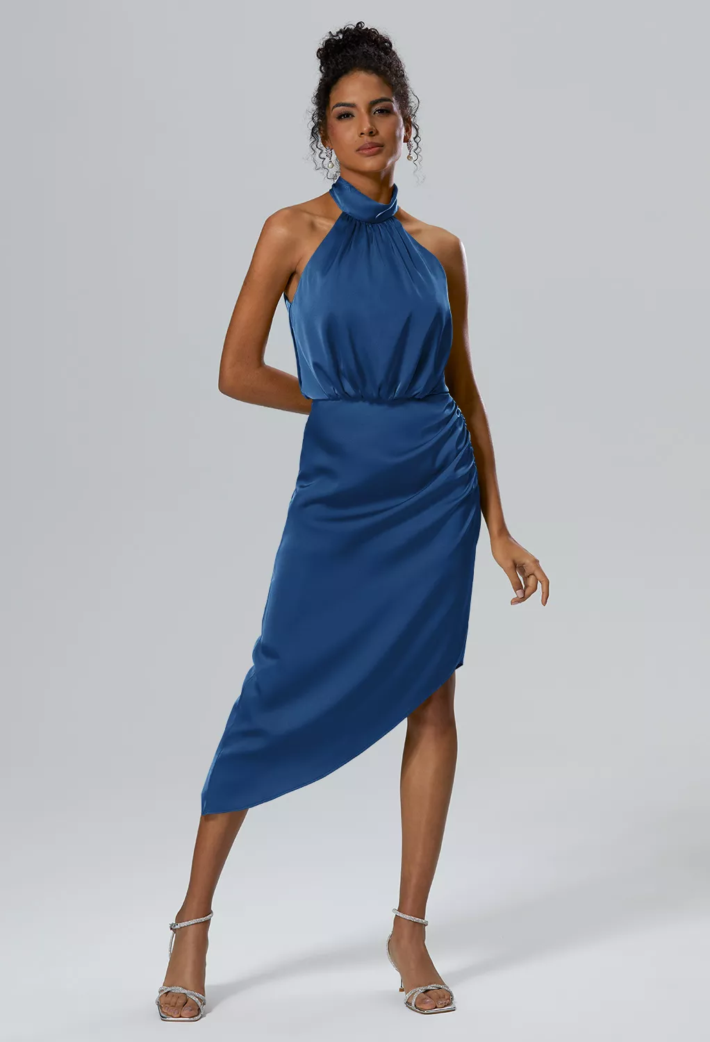 navy blue beach wedding guest dress Wedtrend Women Dark Blue Long Bridesmaid Dress A-Line Square Neck Corset  Lace Up Back Chiffon Wedding Guest Dress  WEDTREND