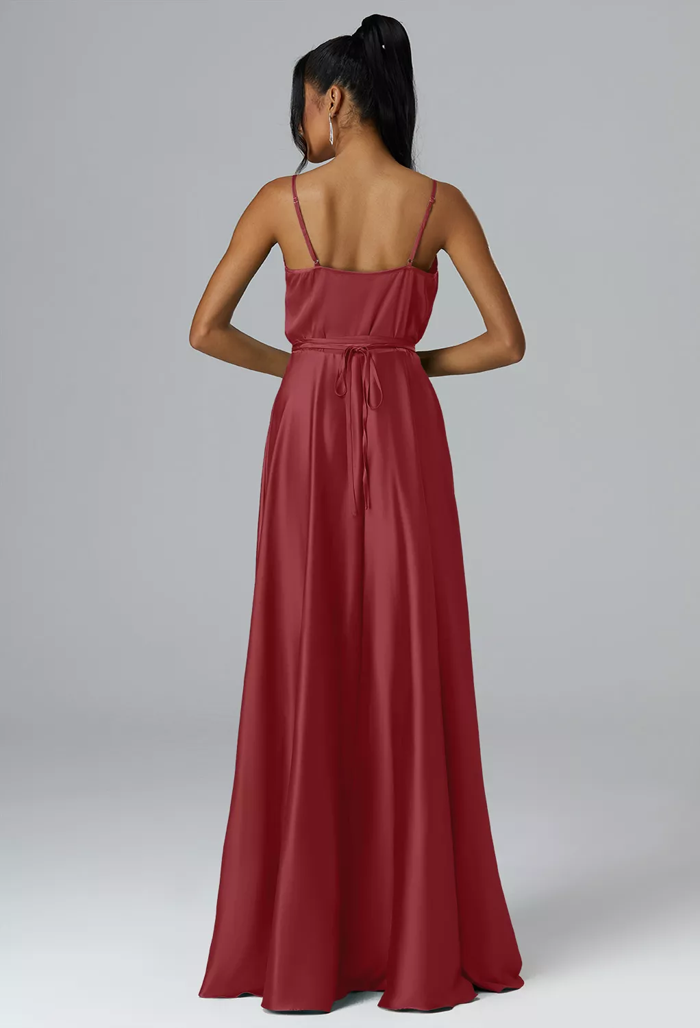 black v neck bodycon midi dress Zapakasa Women Burgundy Long Bridesmaid Dress Square Neck Tiered A-Line  Chiffon Wedding Party Dress main image 1