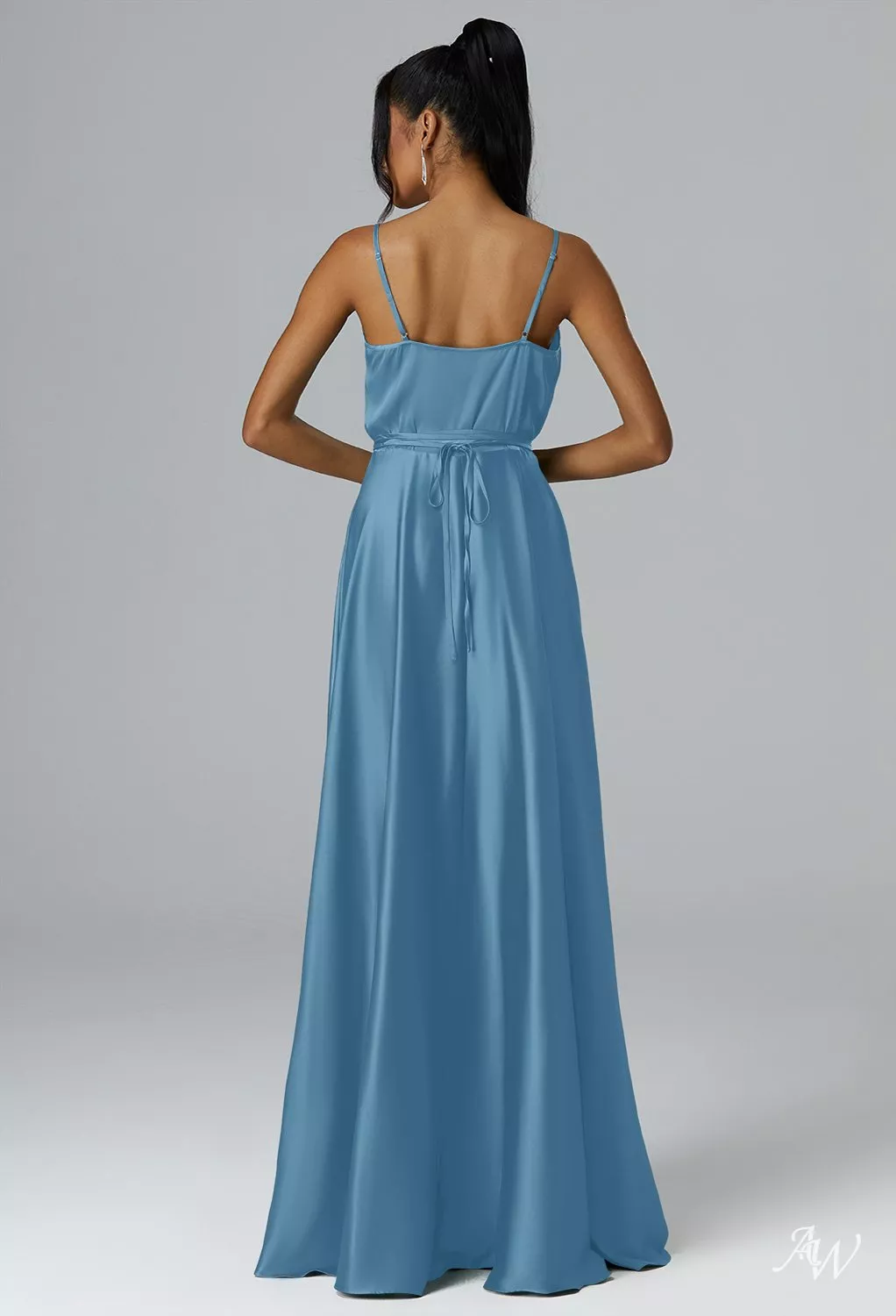 ink blue satin dress Ink Blue Strapless Satin Corset Dress With Exposed Boning And Beading