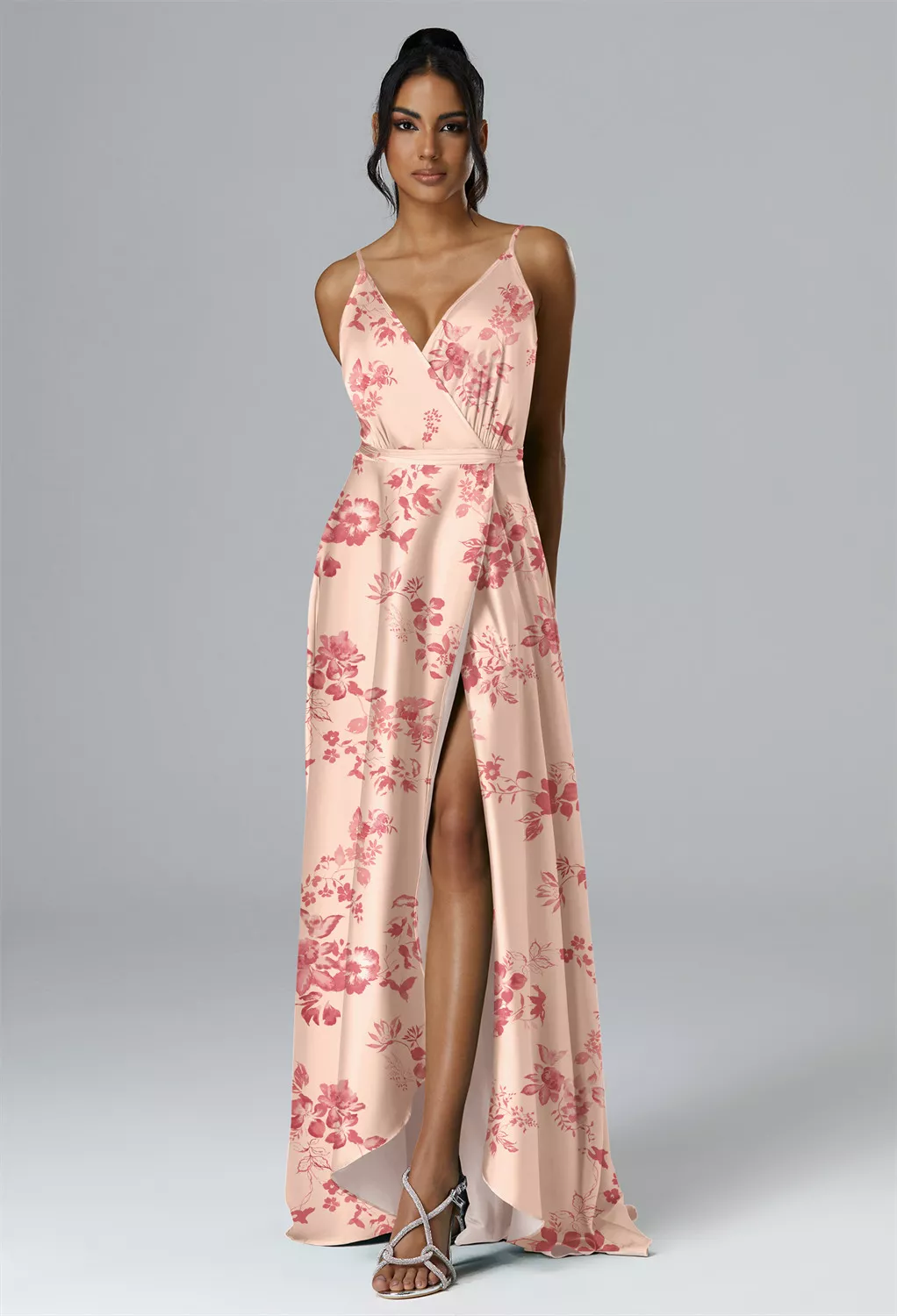 light pink floral bridesmaid dress Light Pink Lace Floral Wedding Gown main image 0