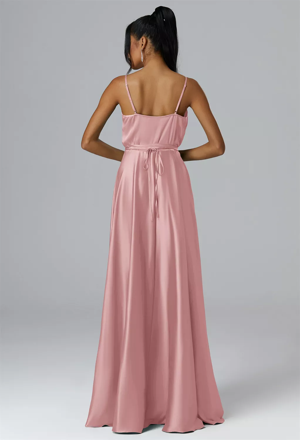 tea length purple bridesmaid dresses Ariah Stylish A-Line V-Neck Knee Length Chiffon Bridesmaid Dresses, Dusty Purple main image 0