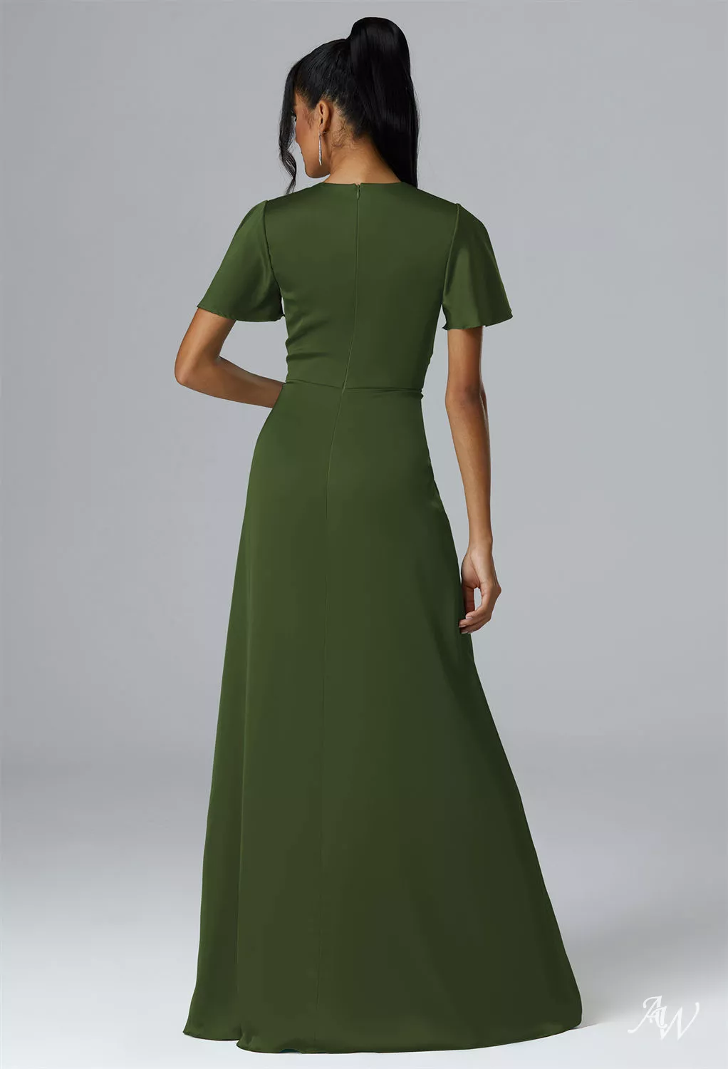 AW Scarlett Dress, Deep Claret Floor Length V-Neck Bridesmaid Dresses |  AW.Bridal
