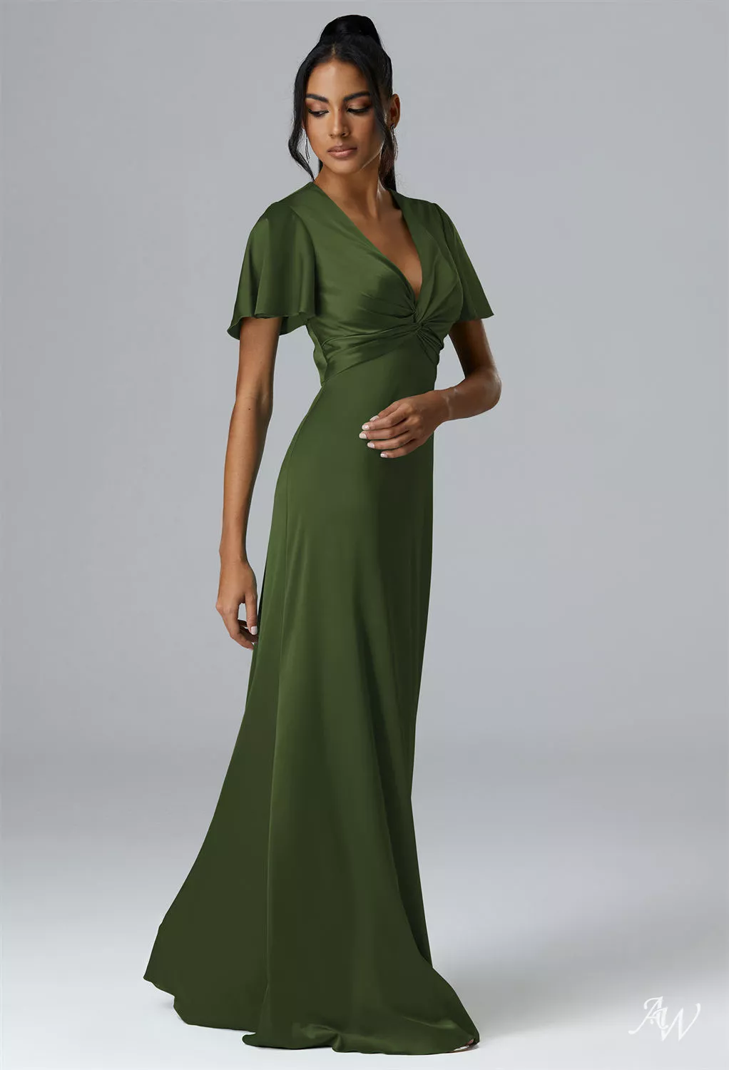 AW Scarlett Dress, Deep Claret Floor Length V-Neck Bridesmaid Dresses |  AW.Bridal