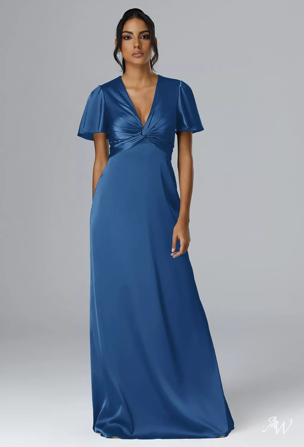 AW Scarlett Dress, Deep Claret Floor Length V-Neck Bridesmaid Dresses |  AW.Bridal