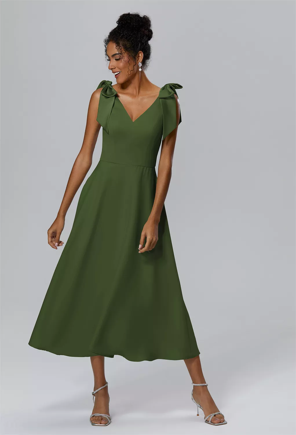 green emerald velvet dress Hunter Green Velvet V-Neck Bridesmaid Dress A-Line Floor-Length main image 0
