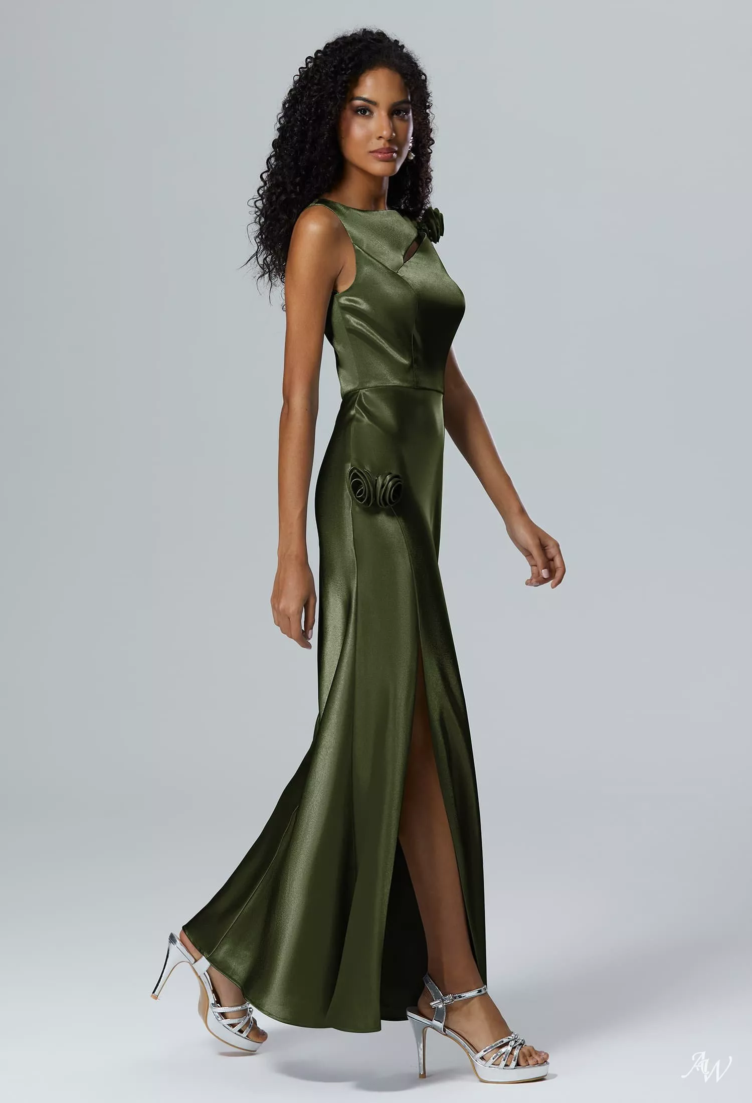 green satin dress for wedding guest ZAPAKA Women Sage Green Bridesmaid Dress with Slit Halter Satin Sheath Ruched Long Wedding Guest Dress, Sage Green / US16