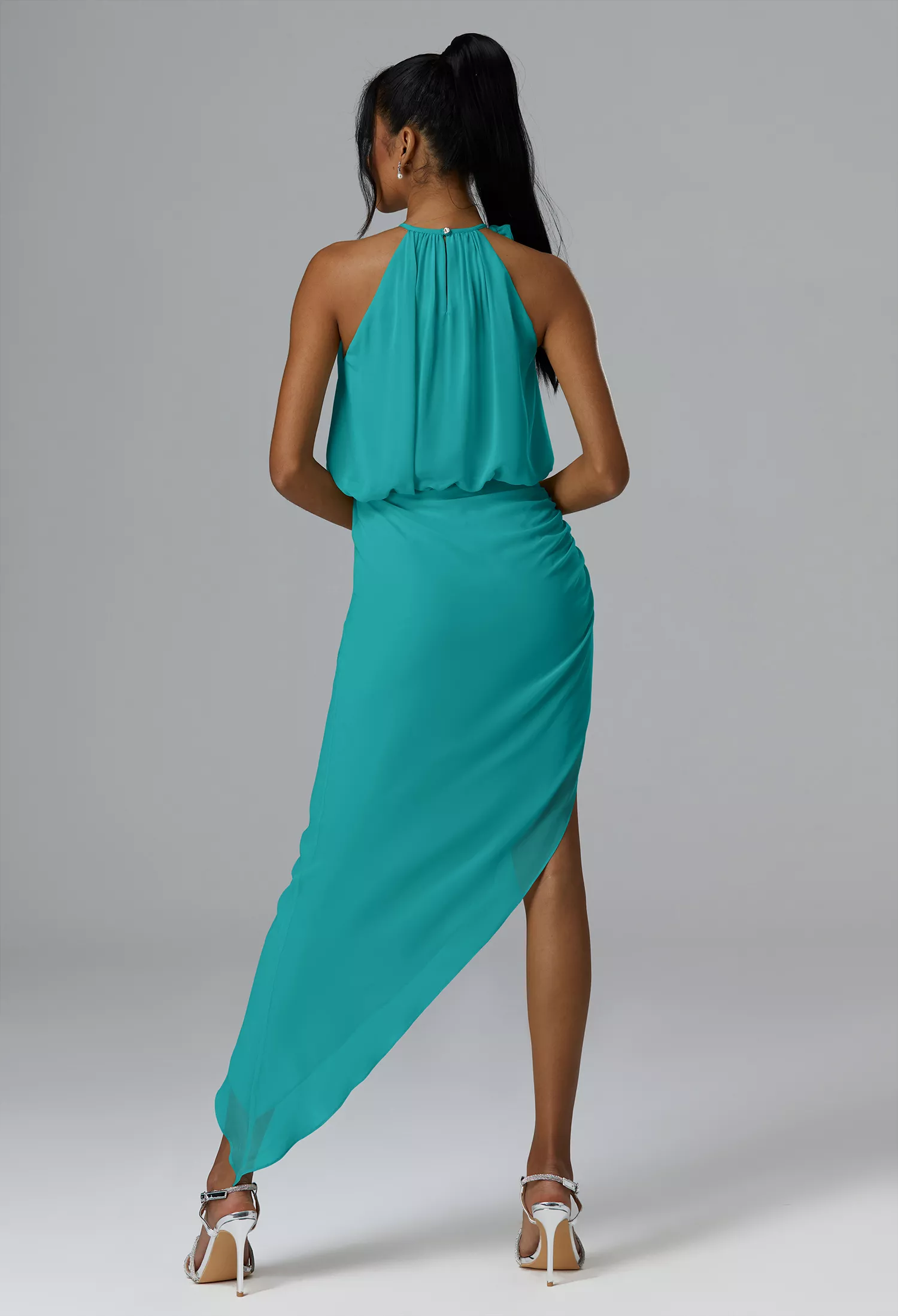 white christmas dresses The Nina Cut Out Midi Dress Turquoise V Neck Bodycon Sexy