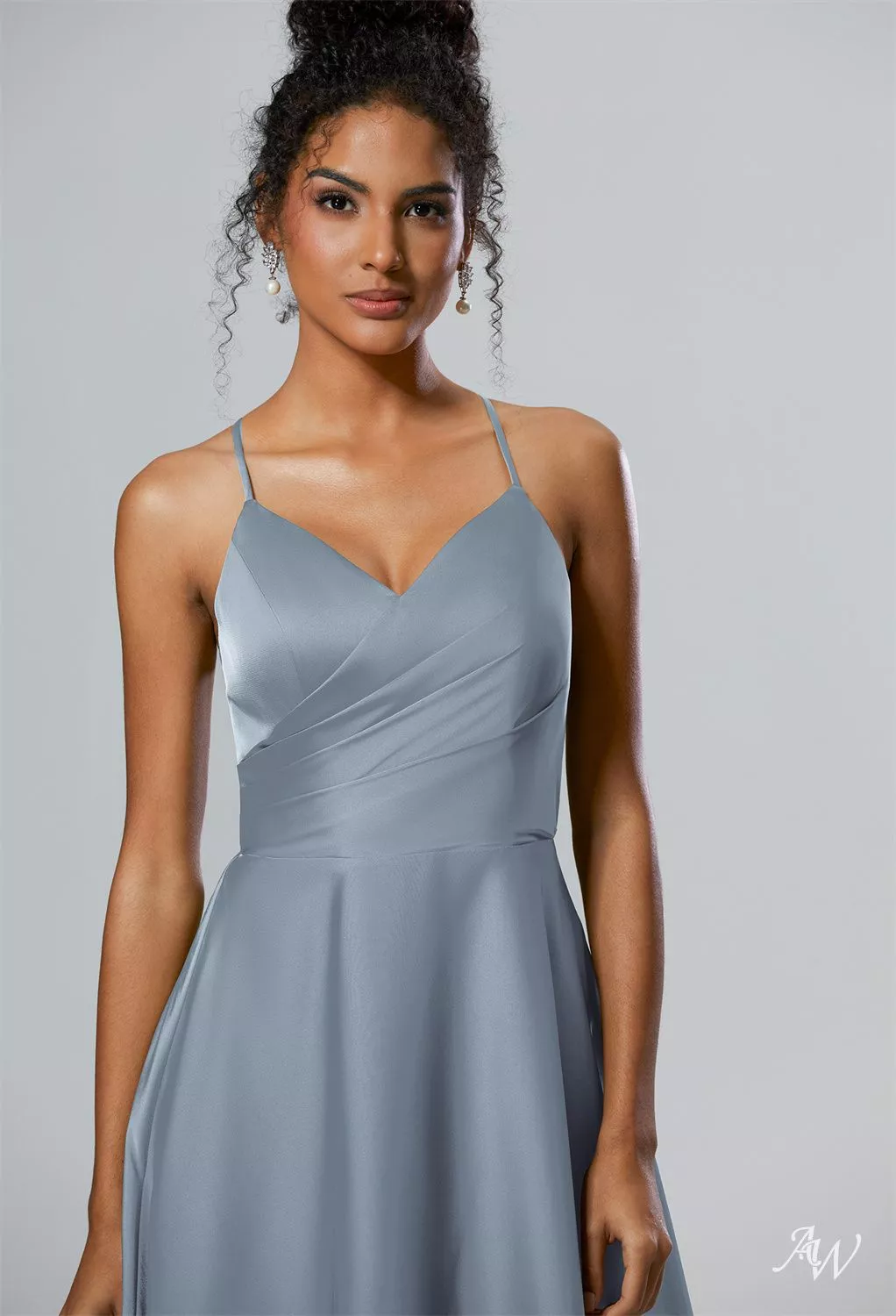 blue grey satin dress self-portrait - Blue Satin Jersey Maxi Dress
